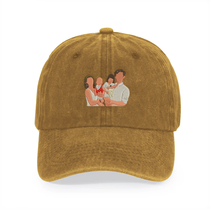 Custom Photo Embroidery Washed Cap